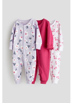 H & M - Bawełniana piżama 3-pak - Fioletowy ze sklepu H&M w kategorii Pajacyki - zdjęcie 169678627