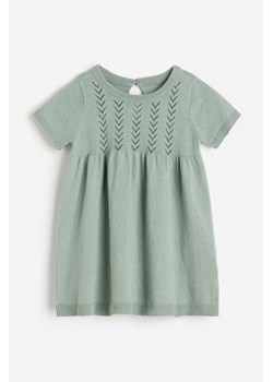 H & M - Sukienka z bawełnianej dzianiny - Zielony ze sklepu H&M w kategorii Sukienki niemowlęce - zdjęcie 169678696