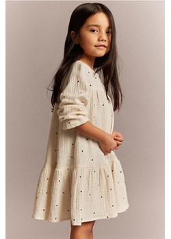 H & M - Trapezowa sukienka z muślinu - Beżowy ze sklepu H&M w kategorii Sukienki dziewczęce - zdjęcie 169678806
