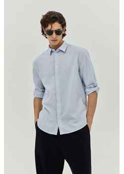 H & M - Koszula z domieszką lnu Regular Fit - Niebieski ze sklepu H&M w kategorii Koszule męskie - zdjęcie 169678899