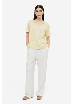 H & M - T-shirt z domieszką jedwabiu - Żółty ze sklepu H&M w kategorii Bluzki damskie - zdjęcie 169678938
