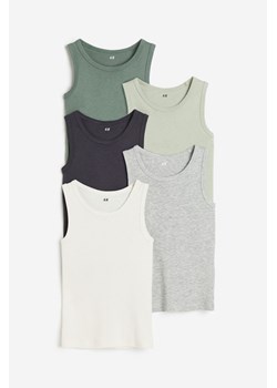 H & M - Bawełniana koszulka 5-pak - Biały ze sklepu H&M w kategorii T-shirty chłopięce - zdjęcie 169679147