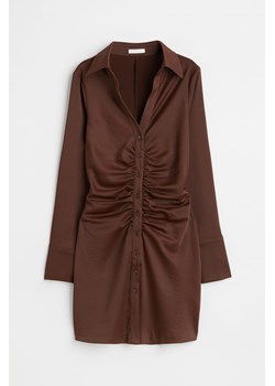 H & M - Drapowana sukienka z krepy - Brązowy ze sklepu H&M w kategorii Sukienki - zdjęcie 169679377