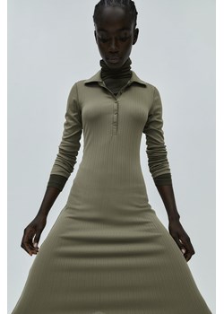 H & M - Dżersejowa sukienka z kołnierzykiem - Zielony ze sklepu H&M w kategorii Sukienki - zdjęcie 169679468