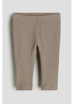 H & M - Bawełniane legginsy w prążki - Brązowy ze sklepu H&M w kategorii Legginsy niemowlęce - zdjęcie 169679528