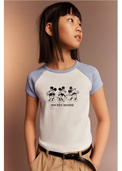 H & M - T-shirt w prążki - Biały ze sklepu H&M w kategorii Bluzki dziewczęce - zdjęcie 169679529