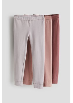 H & M - Bawełniane legginsy 3-pak - Fioletowy ze sklepu H&M w kategorii Spodnie dziewczęce - zdjęcie 169679865