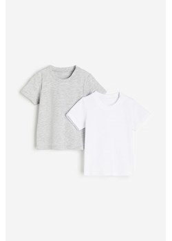 H & M - Bawełniany T-shirt 2-pak - Szary ze sklepu H&M w kategorii Koszulki niemowlęce - zdjęcie 169679959