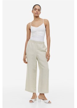 H & M - Spodnie 7/8 z domieszką lnu - Beżowy ze sklepu H&M w kategorii Spodnie damskie - zdjęcie 169680008
