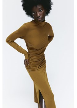 H & M - Marszczona sukienka z półgolfem - Żółty ze sklepu H&M w kategorii Sukienki - zdjęcie 169680058