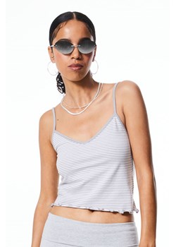 H & M - Krótki top na ramiączkach - Szary ze sklepu H&M w kategorii Bluzki damskie - zdjęcie 169680209