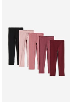 H & M - Dżersejowe legginsy 5-pak - Czerwony ze sklepu H&M w kategorii Spodnie dziewczęce - zdjęcie 169680327