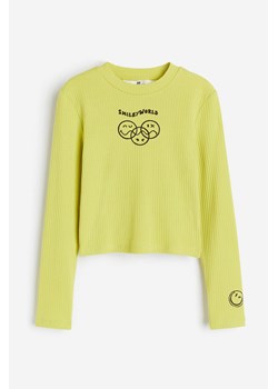 H & M - Top z dżerseju w prążki - Żółty ze sklepu H&M w kategorii Bluzki dziewczęce - zdjęcie 169680398