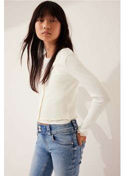 H & M - Kardigan z dżerseju w prążki - Biały ze sklepu H&M w kategorii Swetry dziewczęce - zdjęcie 169680506