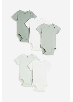 H & M - Bawełniane body 5-pak - Zielony ze sklepu H&M w kategorii Body niemowlęce - zdjęcie 169680937