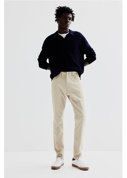H & M - Spodnie z bawełnianego diagonalu Slim Fit - Beżowy ze sklepu H&M w kategorii Spodnie męskie - zdjęcie 169680959