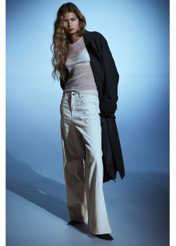 H & M - Szerokie spodnie z diagonalu - Biały ze sklepu H&M w kategorii Spodnie damskie - zdjęcie 169681077