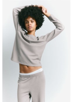 H & M - Waflowa piżama z topem i spodniami - Szary ze sklepu H&M w kategorii Piżamy damskie - zdjęcie 169681155