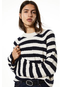 H & M - Sweter o splocie w prążki - Niebieski ze sklepu H&M w kategorii Swetry damskie - zdjęcie 169681318