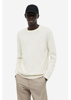 H & M - Bawełniany sweter Slim Fit - Biały ze sklepu H&M w kategorii Swetry męskie - zdjęcie 169681349