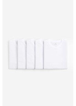 H & M - T-shirt Regular Fit 5-pak - Biały ze sklepu H&M w kategorii T-shirty męskie - zdjęcie 169681476