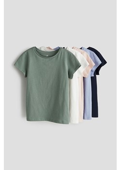 H & M - Bawełniany T-shirt 5-pak - Zielony ze sklepu H&M w kategorii Bluzki dziewczęce - zdjęcie 169681536