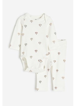 H & M - Komplet z bawełnianego dżerseju 2-częściowy - Biały ze sklepu H&M w kategorii Komplety niemowlęce - zdjęcie 169681847