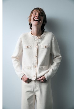 H & M - Kardigan w strukturalny splot - Biały ze sklepu H&M w kategorii Swetry damskie - zdjęcie 169682038