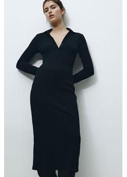 H & M - Dżersejowa sukienka z kołnierzykiem - Czarny ze sklepu H&M w kategorii Sukienki - zdjęcie 169682186