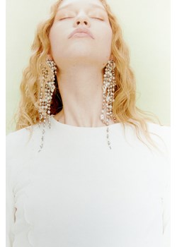 H & M - Dżersejowy top z owerlokowymi detalami - Biały ze sklepu H&M w kategorii Bluzki damskie - zdjęcie 169682208