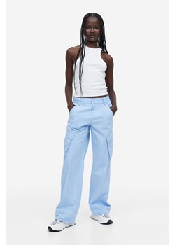 H & M - Płócienne spodnie cargo - Niebieski ze sklepu H&M w kategorii Spodnie damskie - zdjęcie 169682227