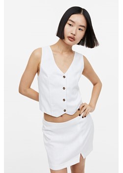 H & M - Spódniczka mini z domieszką lnu - Biały ze sklepu H&M w kategorii Spódnice - zdjęcie 169682267