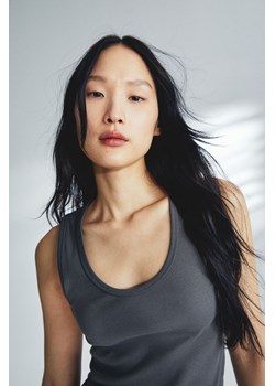 H & M - Koszulka w prążki - Szary ze sklepu H&M w kategorii Bluzki damskie - zdjęcie 169682295