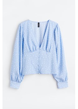 H & M - Krepowana bluzka z guzikami - Niebieski ze sklepu H&M w kategorii Bluzki damskie - zdjęcie 169682429