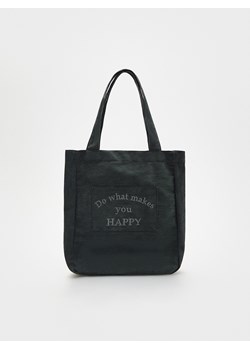 Reserved - Materiałowa shopperka z kieszenią - ciemnoszary ze sklepu Reserved w kategorii Torby Shopper bag - zdjęcie 169683226