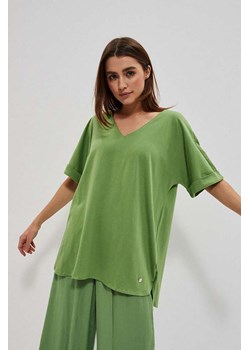 Bawełniany t-shirt damski  oversize zielony ze sklepu 5.10.15 w kategorii Bluzki damskie - zdjęcie 169684096