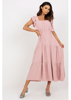 Jasnoróżowa rozkloszowana sukienka z falbaną ze sklepu 5.10.15 w kategorii Sukienki - zdjęcie 169684236
