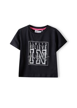 Czarna koszulka dla dziewczynki z nadrukiem ze sklepu 5.10.15 w kategorii Bluzki dziewczęce - zdjęcie 169684276