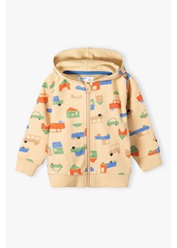 Bawełniana bluza niemowlęca z kapturem - beżowa w samochody ze sklepu 5.10.15 w kategorii Bluzy i swetry - zdjęcie 169684305
