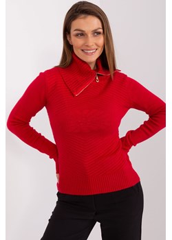 Damski sweter z rozpinanym golfem czerwony ze sklepu 5.10.15 w kategorii Swetry damskie - zdjęcie 169684307