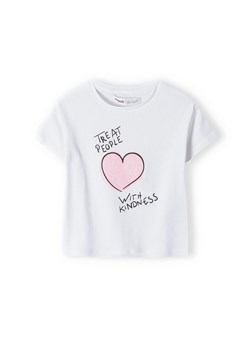 T-shirt bawełniany biały dla dziewczynki z nadrukiem ze sklepu 5.10.15 w kategorii Bluzki dziewczęce - zdjęcie 169684368