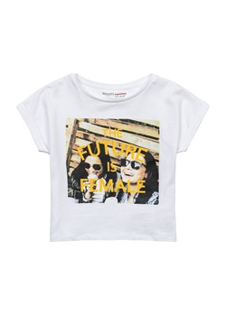 Biały t-shirt bawełniany dla dziewczynki z nadrukiem ze sklepu 5.10.15 w kategorii Bluzki dziewczęce - zdjęcie 169684468