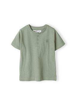 T-shirt bawełniany basic dla niemowlaka z guzikami khaki ze sklepu 5.10.15 w kategorii Koszulki niemowlęce - zdjęcie 169684499