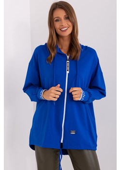 Kobaltowa bawełniana bluza rozpinana z kapturem ze sklepu 5.10.15 w kategorii Bluzy damskie - zdjęcie 169684548