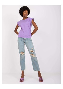 Dzianinowy t-shirt damski fioletowy ze sklepu 5.10.15 w kategorii Bluzki damskie - zdjęcie 169684645