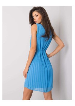 Niebieska plisowana sukienka z paskiem ze sklepu 5.10.15 w kategorii Sukienki - zdjęcie 169684799
