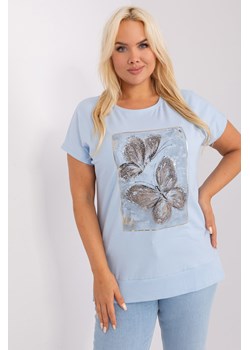 Jasnoniebieska damska bluzka plus size ze ściągaczem ze sklepu 5.10.15 w kategorii Bluzki damskie - zdjęcie 169685127