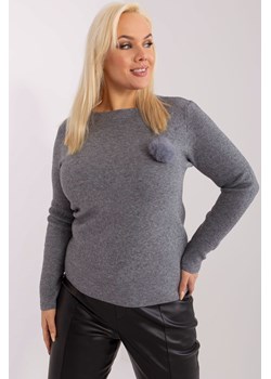 Casualowy sweter plus size z dzianiny ciemny szary ze sklepu 5.10.15 w kategorii Swetry damskie - zdjęcie 169685278