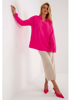 Fluo
różowy damski sweter oversize z
kołnierzykiem RUE PARIS ze sklepu 5.10.15 w kategorii Swetry damskie - zdjęcie 169685295