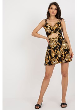 Czarno-ciemnożółta letnia sukienka z printem ze sklepu 5.10.15 w kategorii Sukienki - zdjęcie 169685617